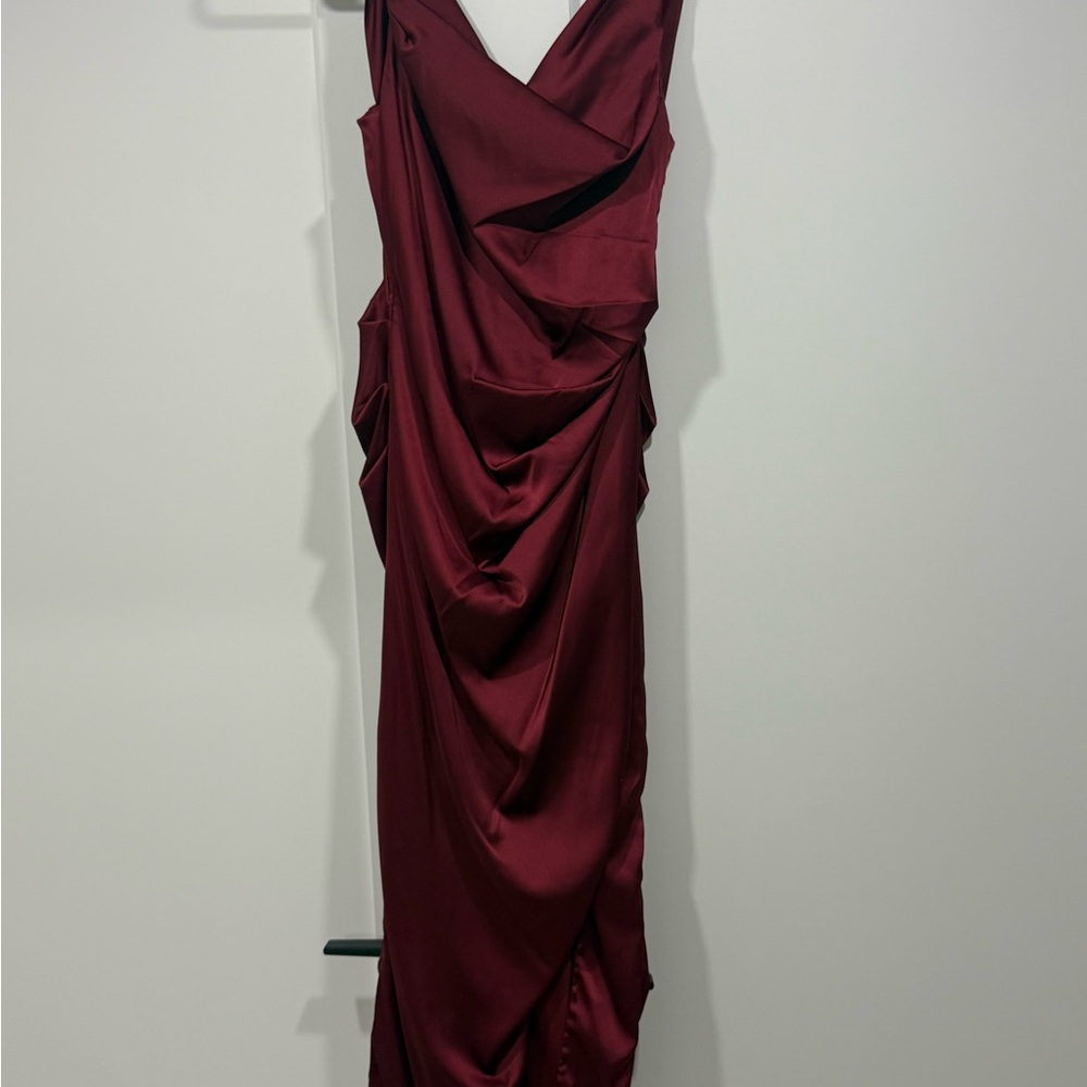 Elegant Burgundy Draped Dress